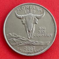 ราคา เหรียญสหรัฐอเมริกา​​ USA​​ Quarter Dollar 0.25 USD ปี 2007 Montana (23137478202)