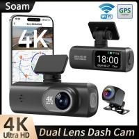 ราคา Soam Dash Cam 4K+1080P Dual-channel Dash Car Camera Recorder With GPS WiFi Car DVR 24H Parking Monitor Black Box (29565768460)