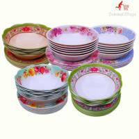ราคา ชุดจานชามเมลามีน จานชามเมลามีนยกโหล 12 ใบ จาน 9 นิ้ว 6 ใบ,ชาม 9 นิ้ว 6 ใบ แบบหนาพิเศษ ลายดอกไม้ สีสวย​ ชุดถ้วยชาม (11196032032)
