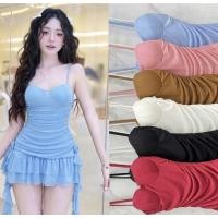 ราคา DLM. มินิเดรสสายเดี่ยว กระโปรงระบาย2ชั้น แต่งกุหลาบระบายด้านข้างทั้ง 2 ข้าง ผ้าซีทรู (53557913249)