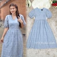 ราคา เดรสสีเทาออกงาน!!! XL-6XL Maxi Dress เดรสสีเทาผ้าฉลุลายแขนพอง งานป้าย DNY (27107079867)