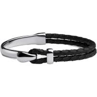 ราคา สร้อยข้อมือ Elegatto Classic ทอเต็มเม็ด พื้นผิวหนังสีดำ, หัวเข็มขัดตะขอสแตนเลสเคลือบด้วยทองคำ 18K (52159112597)
