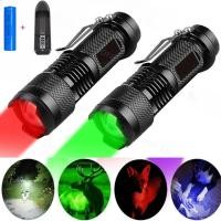 ราคา LED Zoomable ไฟฉายกันน้ําสีเขียว/สีแดง/สีขาว UV 395nm ไฟฉายพร้อมคลิป UV 365nm สีเขียวตรวจสอบ Beam Light โคมไฟเครื่องตรวจจับการล่าสัตว์ไฟฉาย (49059978936)