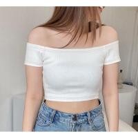 ราคา ꔛ ♡ เสื้อครอปเปิดไหล่ผ้าร่องสีขาวตัดกับสีด้าย งานป้าย ผ้าดียืดได้เยอะ ꔛ ♡ มือ 2 ของแม่ค้าเองจ้า (29132415765)