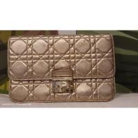 ราคา แท้ Christian Dior Metallic Lambskin สีทอง แท้ (29590083691)