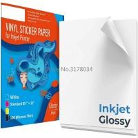 ราคา 50 Sheets A4 Vinyl Sticker Paper for Inkjet Printer Glossy White Self Adhesive Stickers Label Waterproof Decal Paper Sh (23359185561)