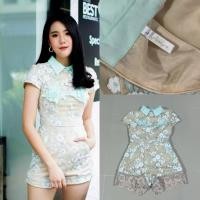ราคา ส่งต่อ จั้มสูทปักดอกไม้ สีเขียวมิ้น Sz.M (40831203113)