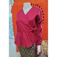 ราคา เสื้อแขนยาวหน้าไขว้สีแดงแบบผูกเอว ลด149฿ (24661958199)