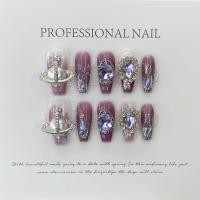 ราคา 【HANDMADE】เล็บปลอม ประดับพลอยเทียม สีม่วง สําหรับตกแต่งเล็บ (23973469047)