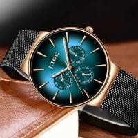 ราคา New Fashion LIGE Watches Quartz Mesh Steel Ultra-thin Wrist For Men Sport Waterproof Watch + Box (28653754059)