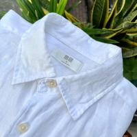 ราคา KEMEJA UNIQLO เสื้อเชิ้ตผ้าลินินสีขาวแขนยาว (M) (27523058225)