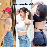 ราคา เสื้อครอปโชว์หลังแซ่บๆ ผูกโบว์ 1 เส้น#AGG3102 คอกลมรูดข้างโชว์หลัง (10444029528)