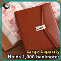 ราคา APPEAR เครื่องผูกเงิน, 1000 กระเป๋าพร้อมล็อคผสมเครื่องผูกออมทรัพย์, หนัง PU ที่เรียบง่ายความจุขนาดใหญ่เงินออแกไนเซอร์อัลบั้มเงินประหยัด (45259280714)