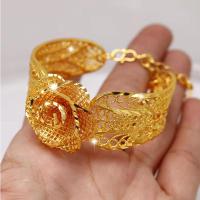 ราคา ทองเหลือง Gold-Plated สุภาพสตรีสร้อยข้อมือเวียดนามทรายทองเปิดเข็มขัดหญิงดอกไม้สร้อยข้อมือแฟชั่น Gold-Plated เครื่องประดับ (44602050494)