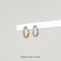 ราคา ต่างหูห่วงเงิน 925 - 18K Gold Plated French Pave CZ Hoop 8.5mm [Didik ID] (26094277362)