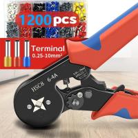 ราคา Ferrules Crimper Tool HSC8 6-4A Crimper 0.25-10mm 23-7 AWG Wire Stripper Crimp Connector With 1200pcs Tubular Terminal (48504935458)