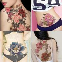 ราคา แทททูรอยสักกันน้ำ tattoo กันน้ำ ดอกโบตั๋นดอกไม้โบราณสักสติกเกอร์กันน้ําของผู้หญิงยาวนานขาเซ็กซี่ภาพใหญ่ภาพปกหลังรอยแผลเป็น12ชิ้นต่อชุด (42281193669)