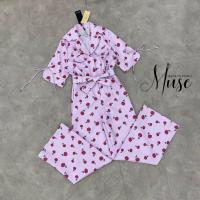 ราคา สอบถามก่อนกดค่า จั้มสูทขายาวสีชมพู พิมพ์ลายเชอรี่ (8237609505)