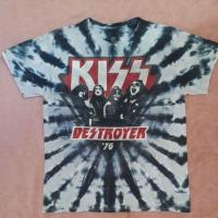 ราคา เสื้อยืดมือสอง คอกลม แขนสั้น ลาย มัดย้อม วง KISS ปี 2016 สีกรมท่า size : M (23574754358)