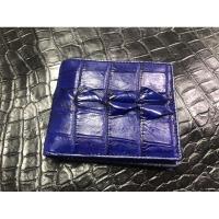 ราคา กระเป๋าสตางค์ สีน้ำเงิน หนังจระเข้แท้ เย็บขอบ ส่วนหาง หนังแท้ Crocodile skin wallet สวย ดูดี ใช้ทน สำหรับคุณผู้ชาย (7757428241)