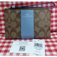 ราคา พร้อมส่งราคาเทมือ1 Coachแท้% คล้องมือไซส์ s 1ซิป สีน้ำตาลคาดฟ้า (17779678482)
