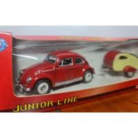 ราคา โมเดลรถเหล็ก โมเดลรถ Volkswagen Bug (Red) Trailer 1:43 Scale พร้อมรถพ่วง (25076816920)