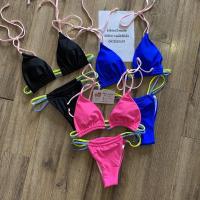 ราคา [BKN1345] <AU> BOW SHOULDER BIKINI SET BLACK/COLT BLUE/NEON PINK (Slit) (40013521691)