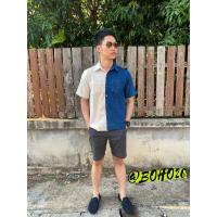 ราคา เสื้อเชิ้ตผ้าฝ้าย ย้อมคราม ลายทูโทน ใส่ได้ทั้งชายและหญิง เสื้อมัดย้อม (5652161815)