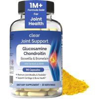 ราคา Clear Joint Support - 1500mg Glucosamine Chondroitin MSM - 8 in 1 Joint Health Supplement with Turmeric and Boswellia for Men & Women, Knee, Hip & Back Support, Made in USA, 90 Capsules (52360898956)