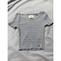 ราคา ส่งต่อเสื้อครอป pull&bear ลายทางสีฟ้าอมเทา XS (9610279573)