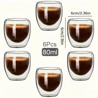 ราคา 6pcs Glass Espresso Coffee Mugs 2.7OZ,Double Wall Insulated Cups Set Drinking Glasses For Tea,Coffee,Latte,Cafe,Milk,Cle (26761653757)