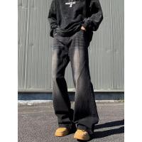 ราคา Washed Distressed Micro-Leg Jeans Men cleanfit American Retro Destruction Loose Straight Casual Wide-Leg Pants (29342406963)