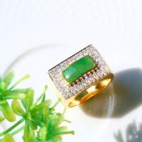ราคา แหวนหยกพม่าแท้ เขียวจักรพรรดิขึ้นเรือนทองคำแท้ 90 size 60-61 mm (28525052992)