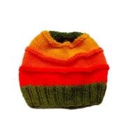 ราคา Handmade หมวกถักไหมพรมสีส้มสีขอบสีเขียว406 ลาย14 (7054184523)