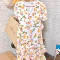 ราคา เดรสลายผลไม้รวม แขนตุ๊กตา ผูกเอวข้างน่ารัก (6323142835)