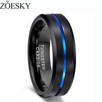 ราคา ZOESKY แหวนทังสเตนสีดำ Centre Groove ไซส์ 6-15 สำหรับผู้ชาย (43069654738)