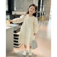 ราคา เดรสแขนยาวผ้าลูกไม้ปักลายสีขาวครีม ดีเทลคอกลม แต่งระบายลูกไม้ที่ช่วงคอ (29108908773)