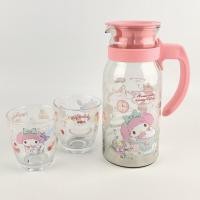 ราคา Sanrio My Melody Glass Serving Jug Water Juice With Lid + 2 x Cups Set 7718-4 (27043022709)