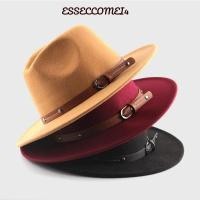 ราคา ESSECCOMEI4 Felt Fedora หมวก,ปีกกว้างนุ่มปานามาหมวก,แฟชั่น Vintage Elegant พร้อมเข็มขัดหัวเข็มขัดหมวกคาวบอยผู้ชายผู้หญิง (44561578375)