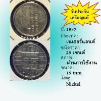 ราคา No.2119-133 ปี1987 Netherlands เนเธอร์แลนด์ 25 Cents เหรียญต่างประเทศ ของเก่า หายาก น่าสะสม ราคาถูก (24582769940)