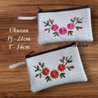 ราคา กระเป๋าโท้ตปักลายดอกไม้ / กระเป๋าของชําร่วยปักลายซิป (53356292427)
