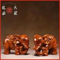 ราคา ไม้แกะสลัก Rosewood Fucai ช้างประดับไม้เนื้อแข็งแกะสลักช้างคู่มะฮอกกานีบ้าน Porch งานฝีมือตกแต่งสำนักงาน (22436327149)