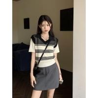 ราคา ชุดเซ็ท 2ชิ้น (ขายแยก)เสื้อยืดคอวีแขนสั้น+กระโปรง+เข็มขัด สไตล์เกาหลี น่ารักมาก (24531797821)