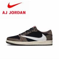 ราคา Travis Scott x Air Jordan 1 Low oG TS SP Joint Barb Low Top Trend รองเท้าผ้าใบสีน้ำตาลเข้ม (22750648116)