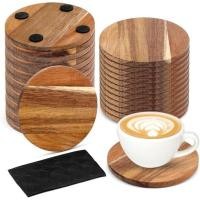 ราคา ห้องครัวสําหรับตารางบ้านกาแฟ Coaster Acacia Pad จานรองแก้วไม้ 4 24 ชิ้นถ้วย Coaster ไม้สแควร์สําหรับกาแฟลื่นนิ้ว (42881444648)
