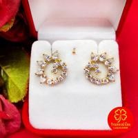 ราคา ต่างหูพลอยขาวเคลือบทอง (25725188036)