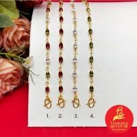 ราคา สร้อยข้อมือพลอย สีสลับ แดง ขาว เขียวส่อง ความยาว 7 นิ้ว ชุบทอง ใส่ออกงานได้ งานสวย พร้อมส่ง (24260624175)