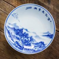 ราคา แท้ Jingdezhen Underglaze สีสีฟ้าสีขาว Porcelain แผ่นอุณหภูมิสูงจานจานเซรามิคในครัวเรือนจีนจานลึกซุป (41631264428)