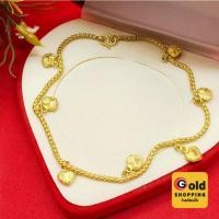 ราคา สร้อยข้อเท้าทองเหลืองโบราณลายผ่าหวายห้อยจี้หัวใจตัดลาย ความยาว 10 นิ้ว งานทองเหลืองแท้ งานดิบไม่ได้ชุบ พร้อมส่ง (41529809749)