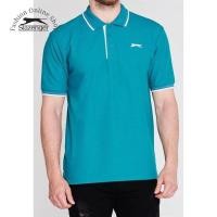 ราคา เสื้อยืดโปโลผู้ชาย Slazenger Tipped ไซส์ยุโรป (สี Teal Blue) (41777780587)
